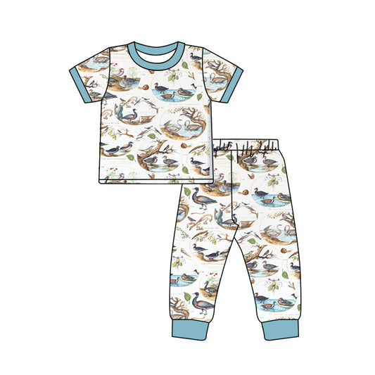 preorder BSPO0345 Hunting mallard blue short sleeve pants boys pajamas