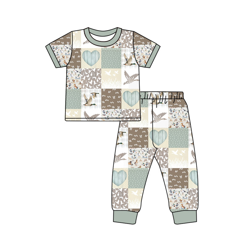 preorder BSPO0352 mallard duck heart short sleeve pants boys pajamas