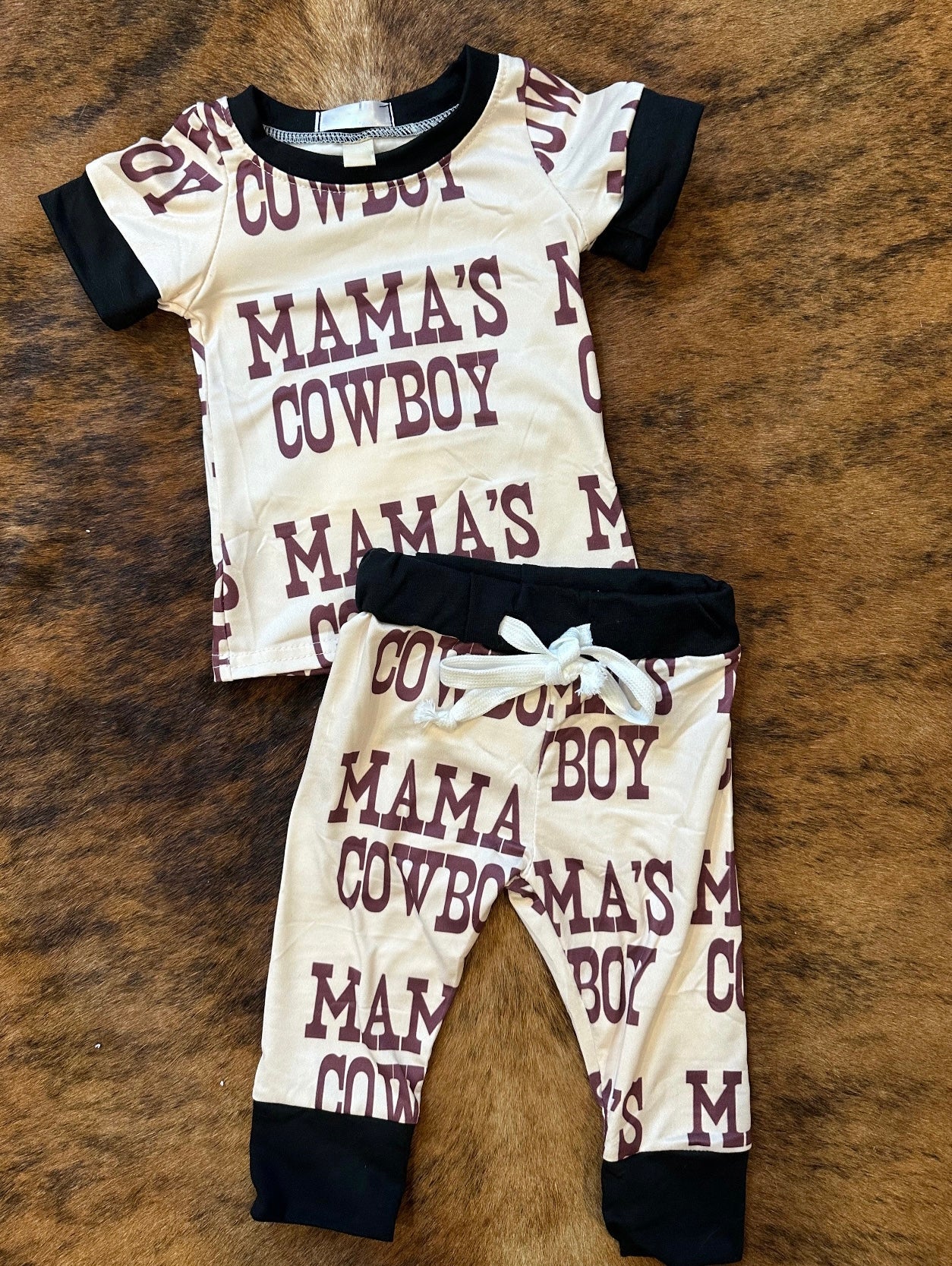 preorder BSPO0372 mama's cowboy short sleeve pants boys set