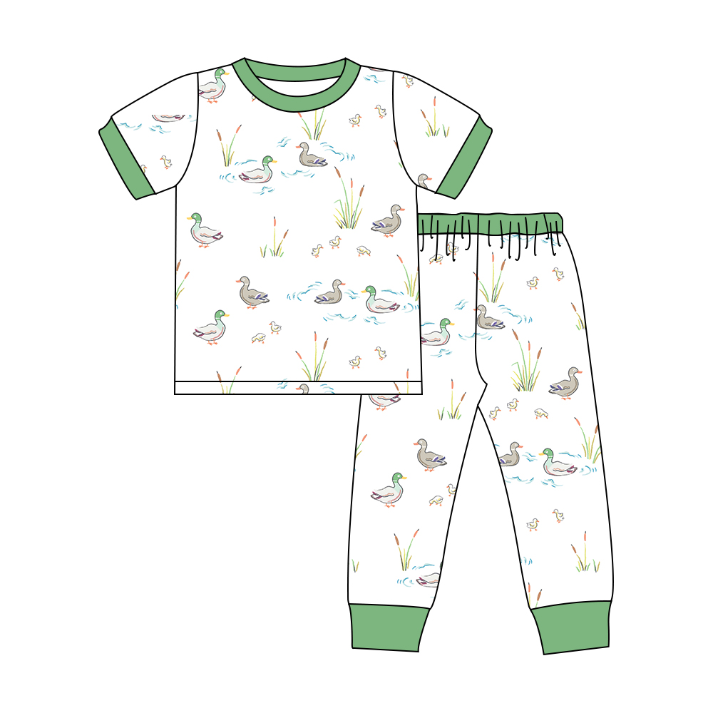 preorder BSPO0387 mallard duck green short sleeve pants boys pajamas