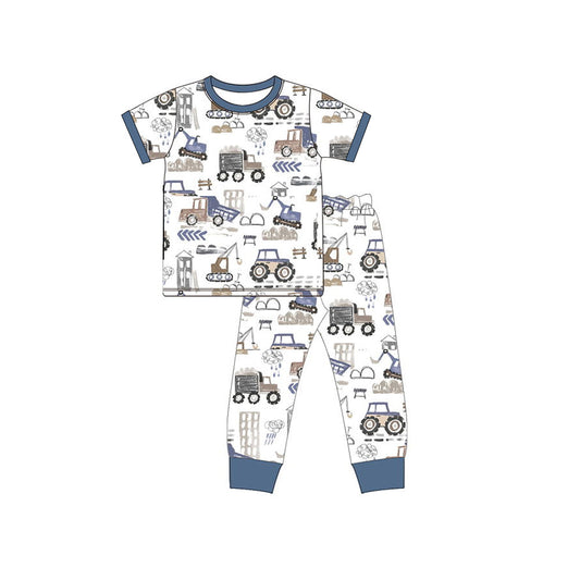 preorder BSPO0401 cute cartoon sailboat blue short sleeve pants boys pajamas