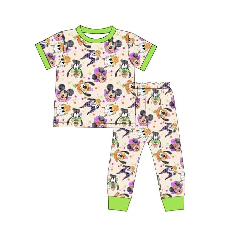 preorder BSPO0403 Halloween cartoon mouse duck green short sleeve pants boys pajams