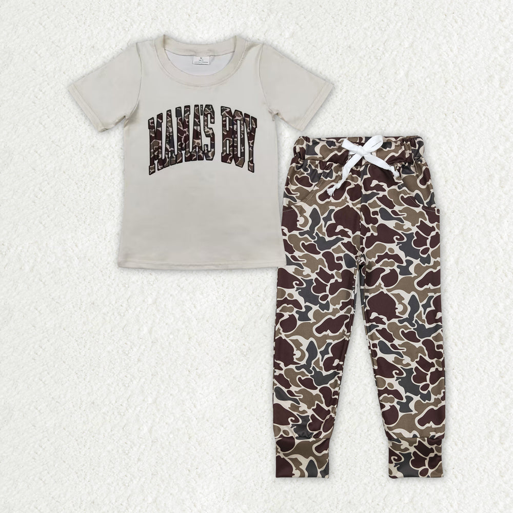 BSPO0475 mama's boys short sleeve camo pants boys set