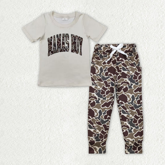 BSPO0475 mama's boys short sleeve camo pants boys set
