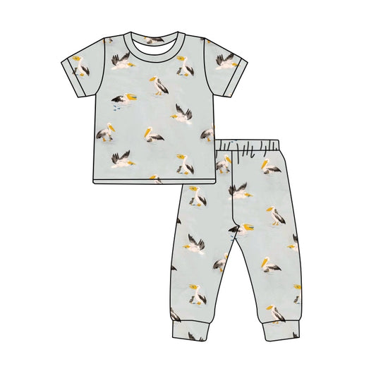 preorder BSPO0491 cute fish cormorant duck short sleeve pants boys pajamas