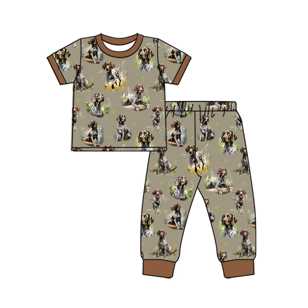 Preorder BSPO0514 hunting season dog brown short sleeve pants boys pajamas