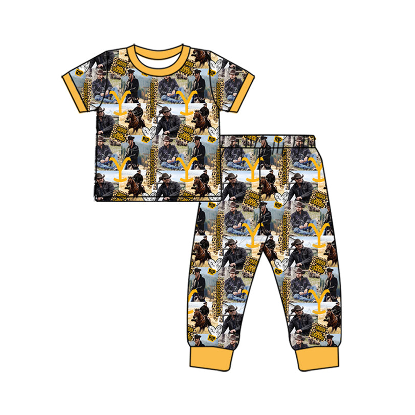 preorder BSPO0536 Western rodeo Yellowstone Y short sleeve pants boys pajamas