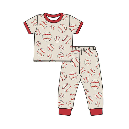 preorder BSPO0551 Baseball Boy Red Short Sleeve Pants Boys Pajamas