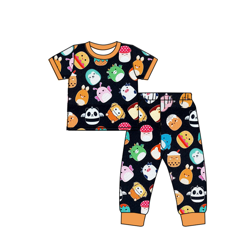 preorder BSPO0561 cartoon animals bear orange short sleeve pants boys pajamas