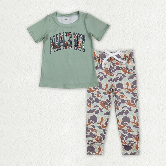 BSPO0575 camo mama's boy green short sleeve camo pants boys set
