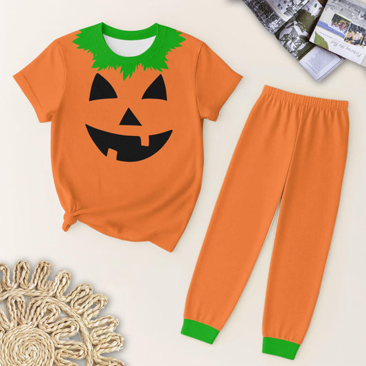 preorder BSPO0579 Halloween pumpkin spooky orange short sleeve pants boys pajamas