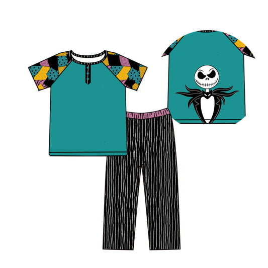 preorder BSPO0580 Halloween zombie blue short sleeve black pants boys set