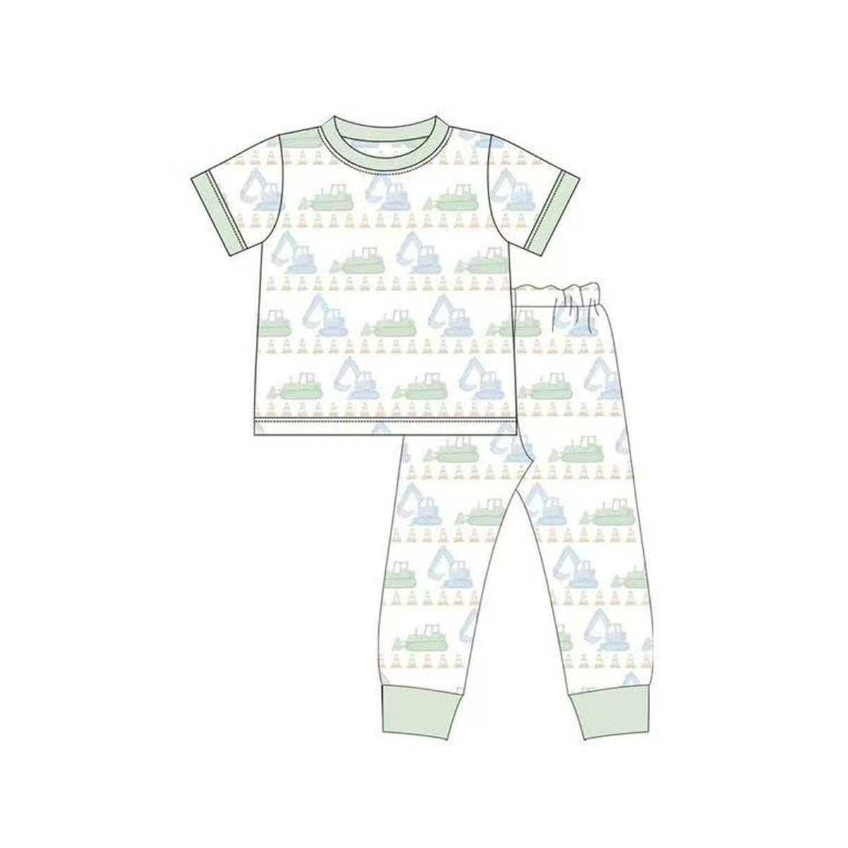 preorder BSPO0609 cute construction truck short sleeve pants boys pajamas