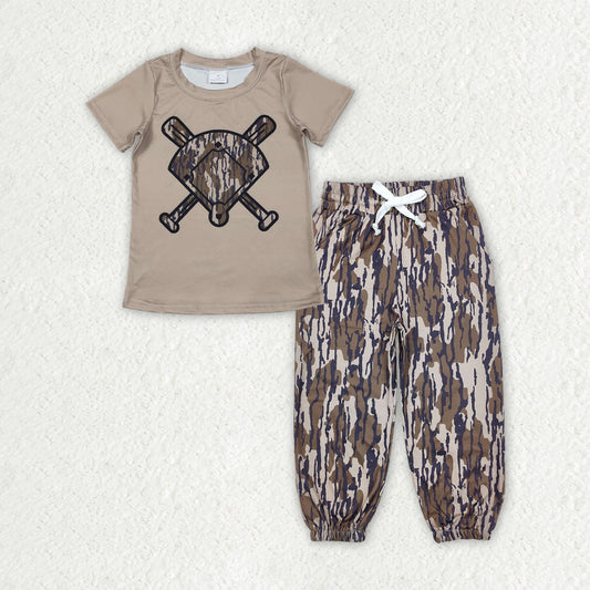BSPO0651 Baseball Camo Short Sleeve Pants Boys Set