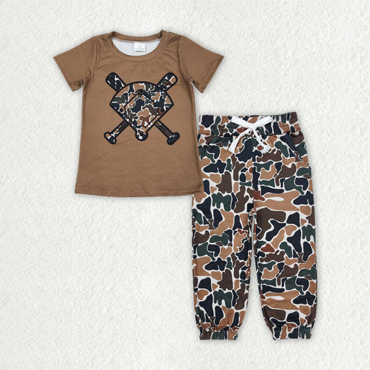 BSPO0652 Baseball Camo Short Sleeve Pants Boys Set