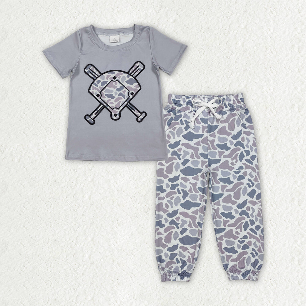 BSPO0653 Baseball Camo Short Sleeve Pants Boys Set