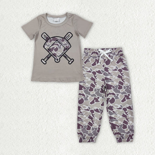 BSPO0654 Baseball Camo Short Sleeve Pants Boys Set