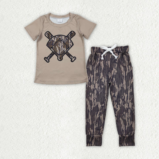 BSPO0655 Baseball Camo Short Sleeve Pants Boys Set