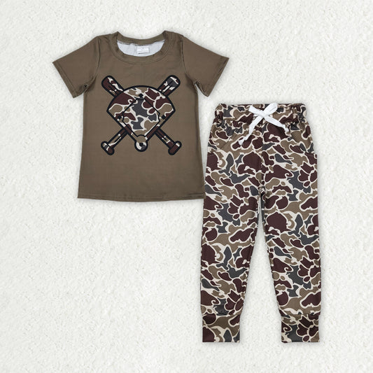 BSPO0657 Baseball Camo Short Sleeve Pants Boys Set