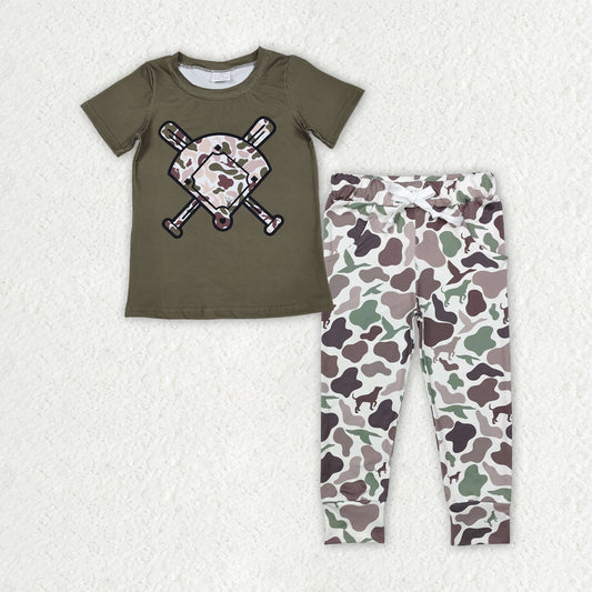 BSPO0658 Baseball Camo Short Sleeve Pants Boys Set