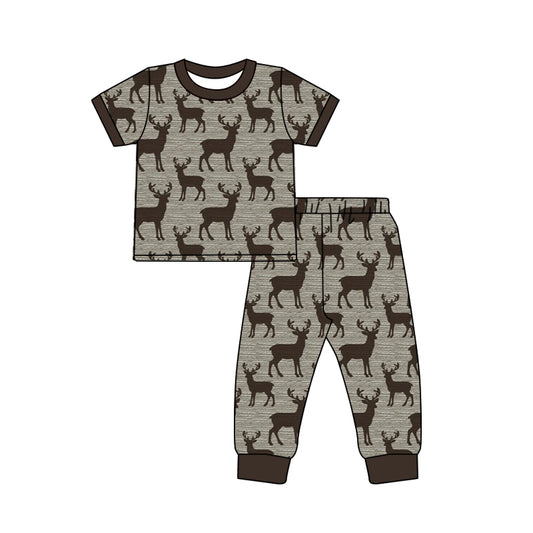 preorder BSPO0670 Deer Grey Short Sleeve Pants Boys Set