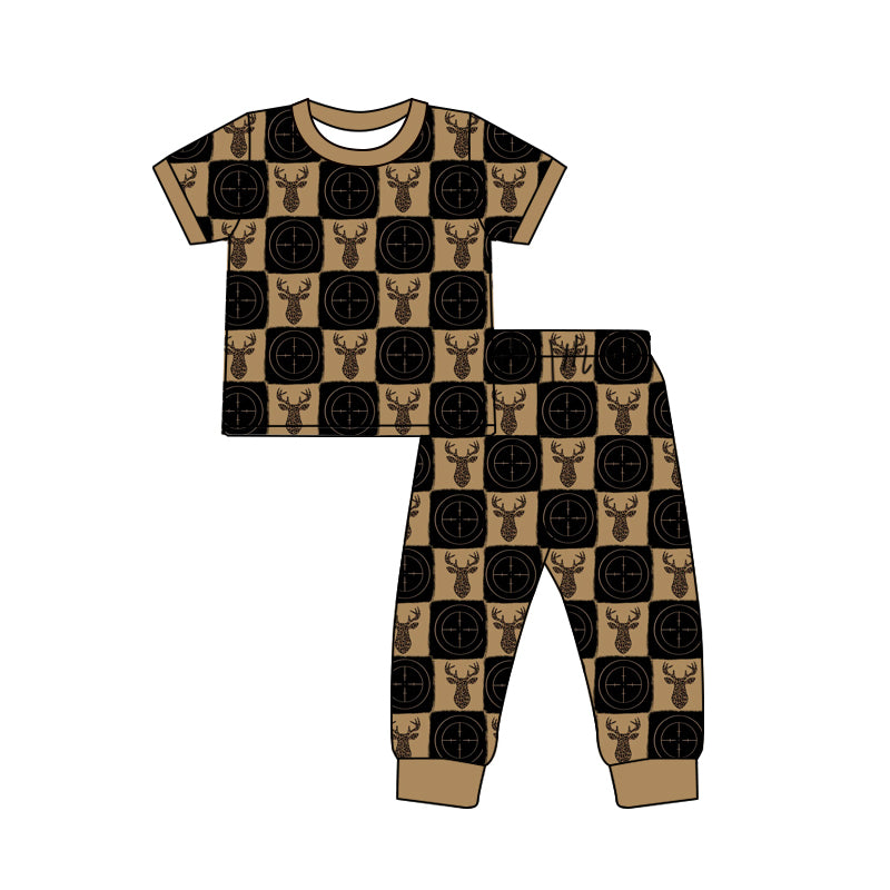 preorder BSPO0671 Deer Brown Short Sleeve Pants Boys Set