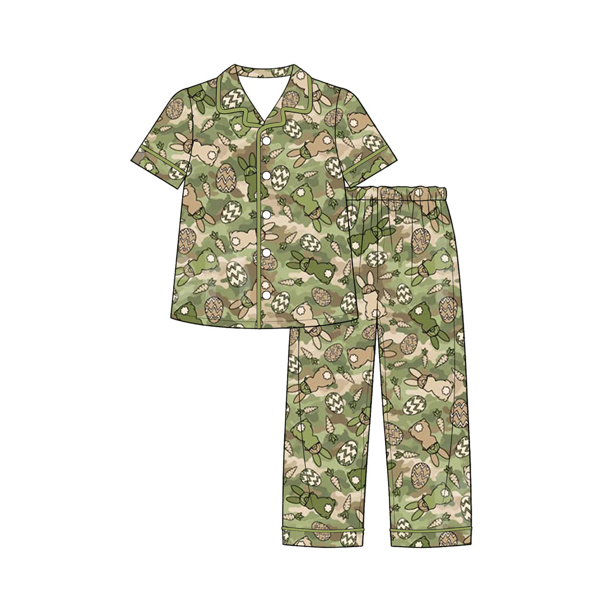 preorder BSPO0719 Easter Bunny Rabbit Camo Short Sleeve Pants Boys Set