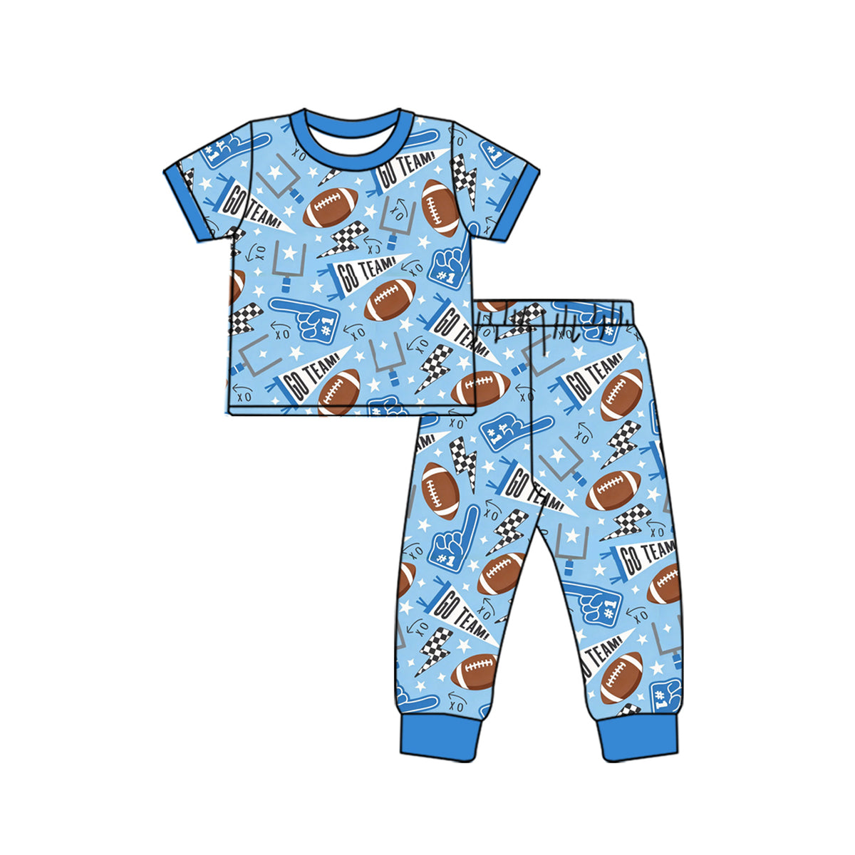 preorder BSPO0730 Go Team Blue Short Sleeve Pants Boys Set