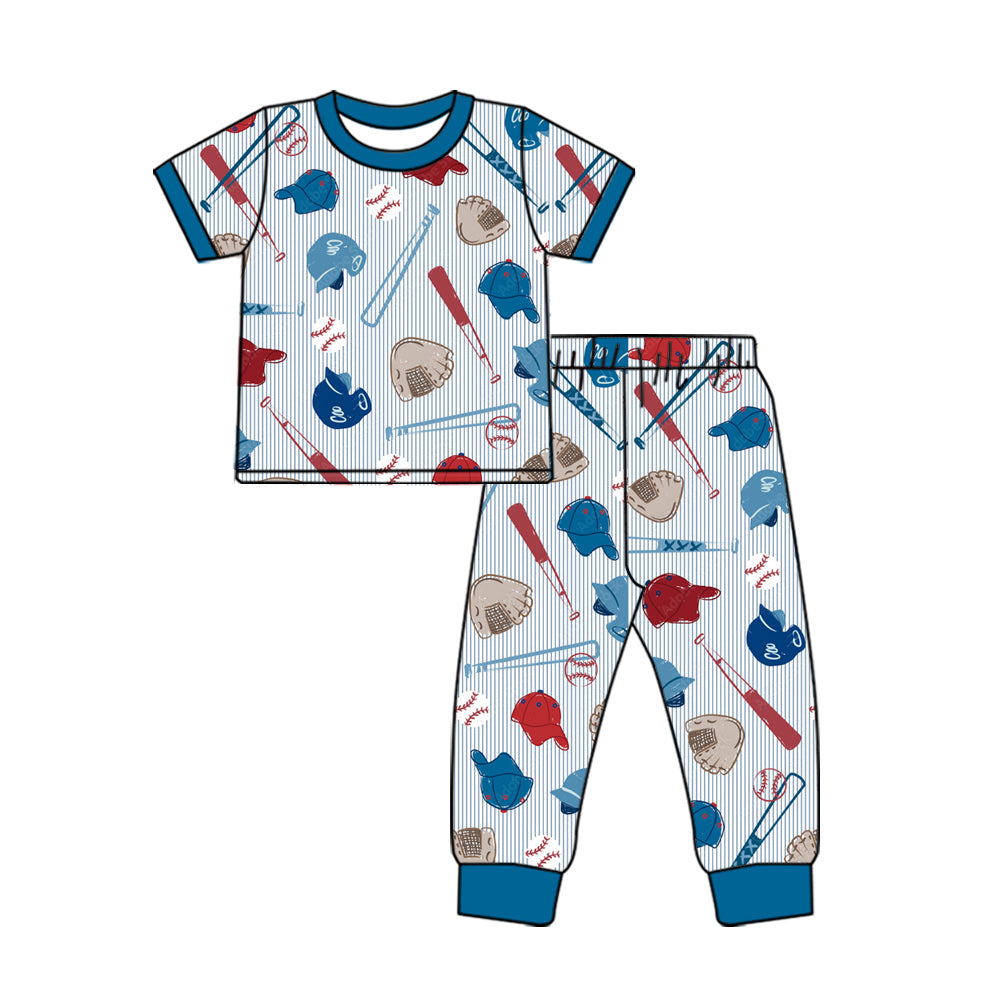 preorder BSPO0732 Play Baseball Blue Short Sleeve Pants Boys Pajamas