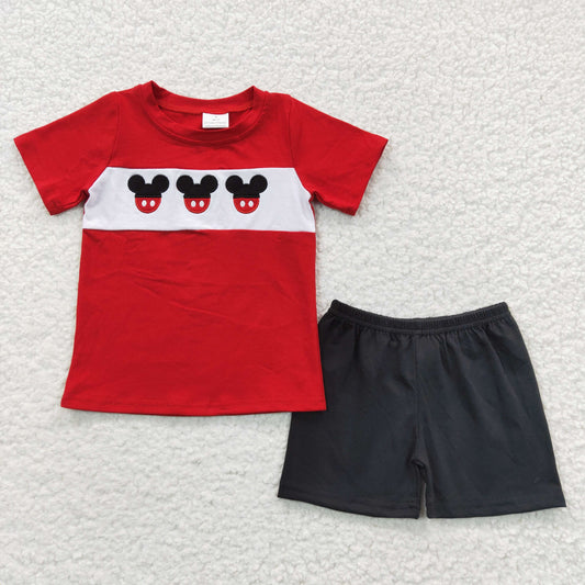 BSSO0092 Cartoon M Red Short Sleeve Shorts Boys Set