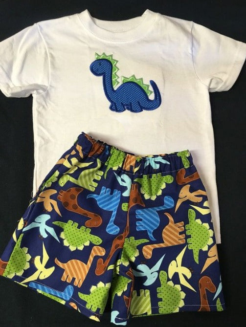 preorder BSSO0290 Colorful dinosaur short sleeve shorts boys set