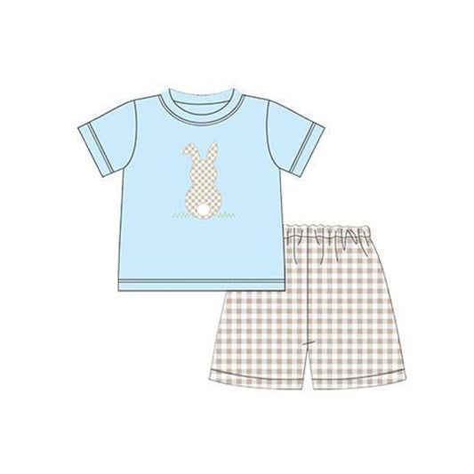 preorder BSSO0305 Easter rabbit blue short sleeve khaki shorts boys set