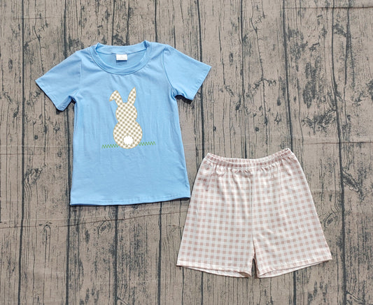 preorder Samples BSSO0305 Easter rabbit blue short sleeve khaki shorts boys set