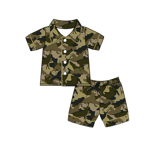 preorder BSSO0333 Camo deer green short sleeve shorts boys pajamas