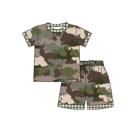 preorder BSSO0342 Camo green short sleeve shorts boys pajamas