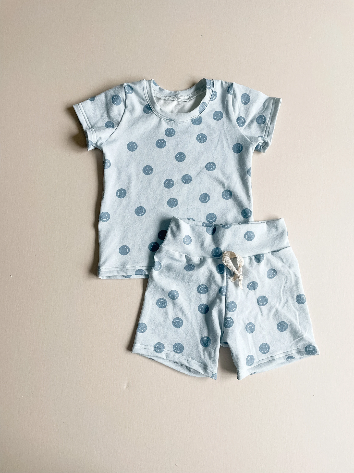 preorder BSSO0360 Smile blue short sleeve shorts kids Summer pajamas