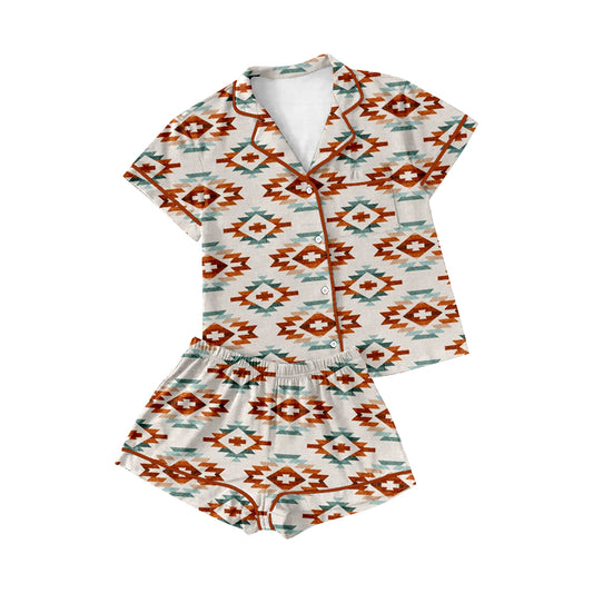 preorder BSSO0559 Western Aztec Short Sleeve Shorts Boys Summer Pajamas