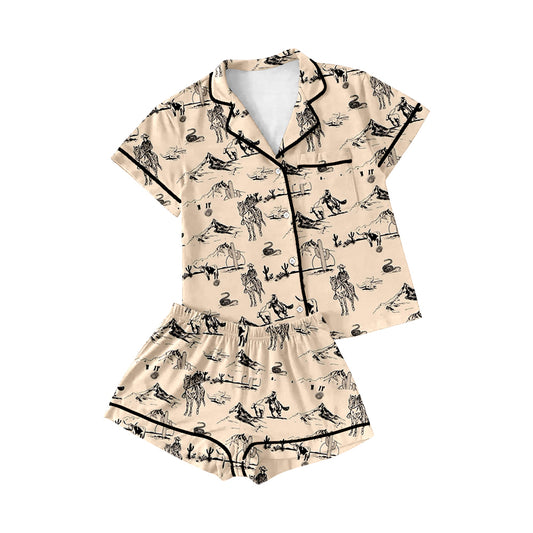 preorder BSSO0561 Western Rodeo Short Sleeve Shorts Boys Summer Pajamas