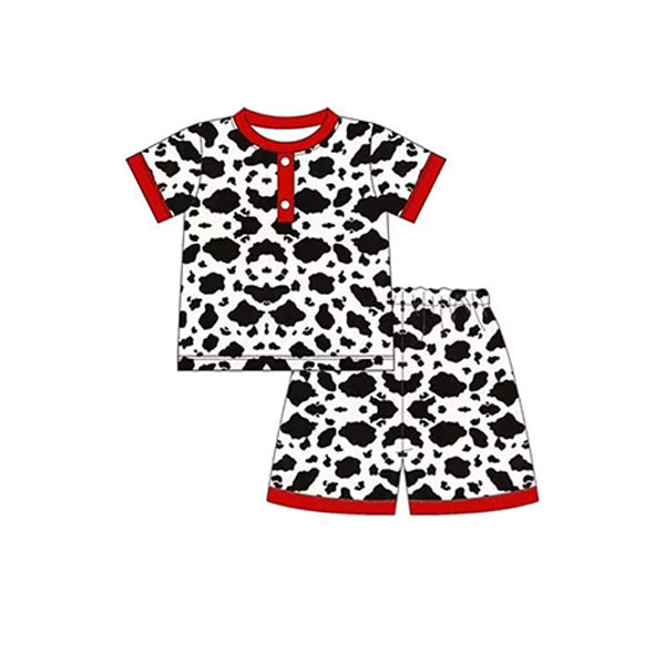 preorder BSSO0873 cow print red short sleeve shorts boys pajamas