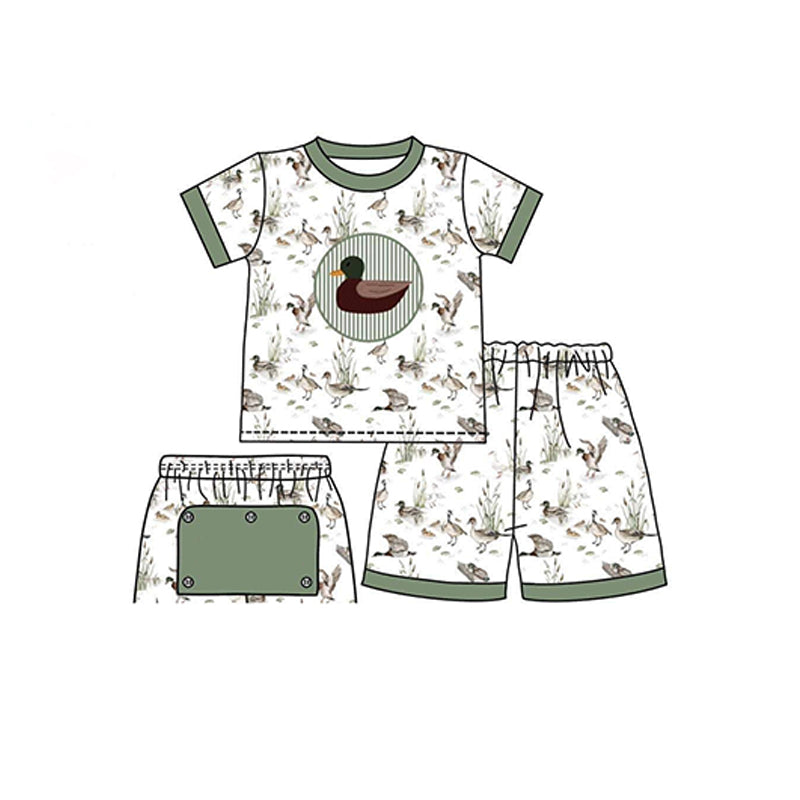 preorder BSSO0938 mallard duck green short sleeve shorts boys pajamas