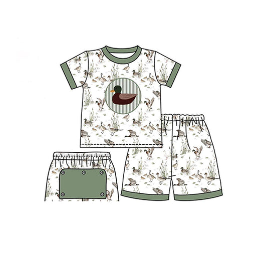 preorder BSSO0938 mallard duck green short sleeve shorts boys pajamas