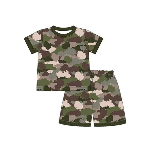 Preorder BSSO1114 hunting camo duck camo short sleeve shorts boys pajamas