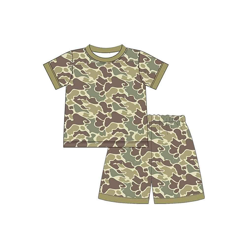 Preorder BSSO1116 hunting camo duck camo short sleeve shorts boys pajamas