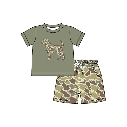 preorder BSSO1158 Hunting Camo Duck Camo Dog Short Sleeve Shorts Boys Set