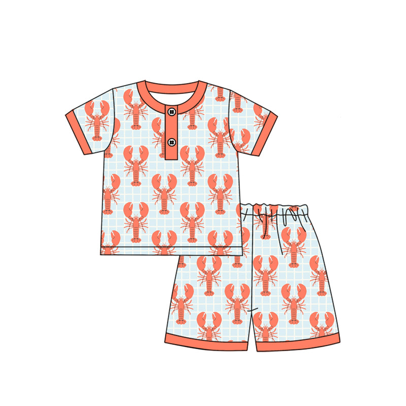 preorder BSSO1217 Orange Crayfish Short Slevee Shorts Boys Set