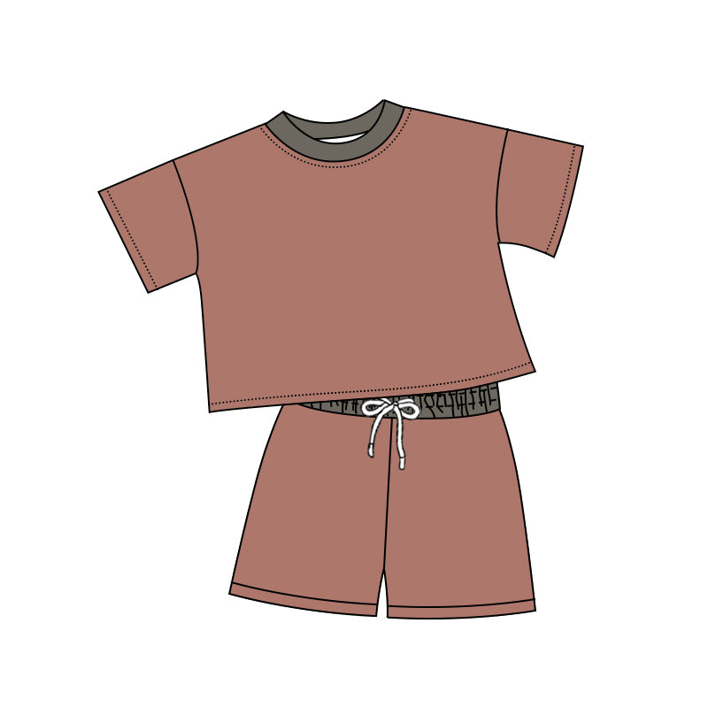 preorder BSSO1312 brown short sleeve shorts boys set