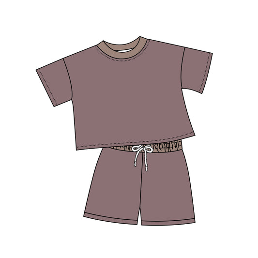 preorder BSSO1313 brown short sleeve shorts boys set