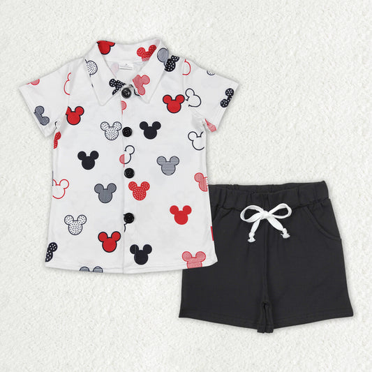 BSSO1386 cartoon M short sleeve black shorts boys set