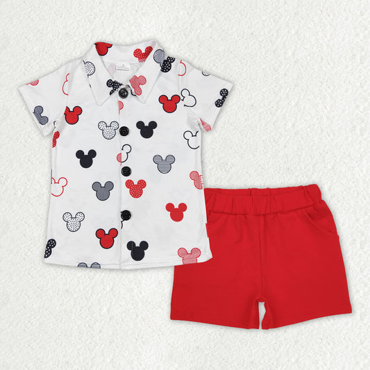 BSSO1387 cartoon M short sleeve red shorts boys set