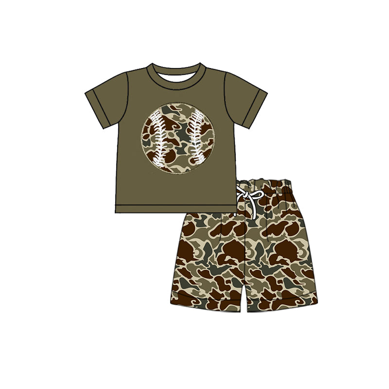 preorder BSSO1602 hunting baseball camo short sleeve camo shorts boys set